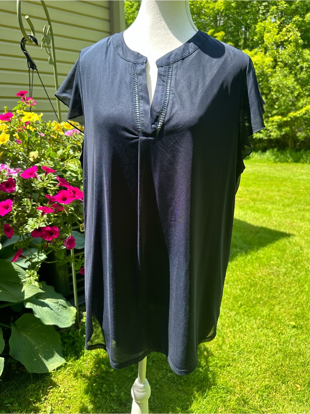 Papermoon Navy Blue Flutter Sleeve Blouse NWT 1X